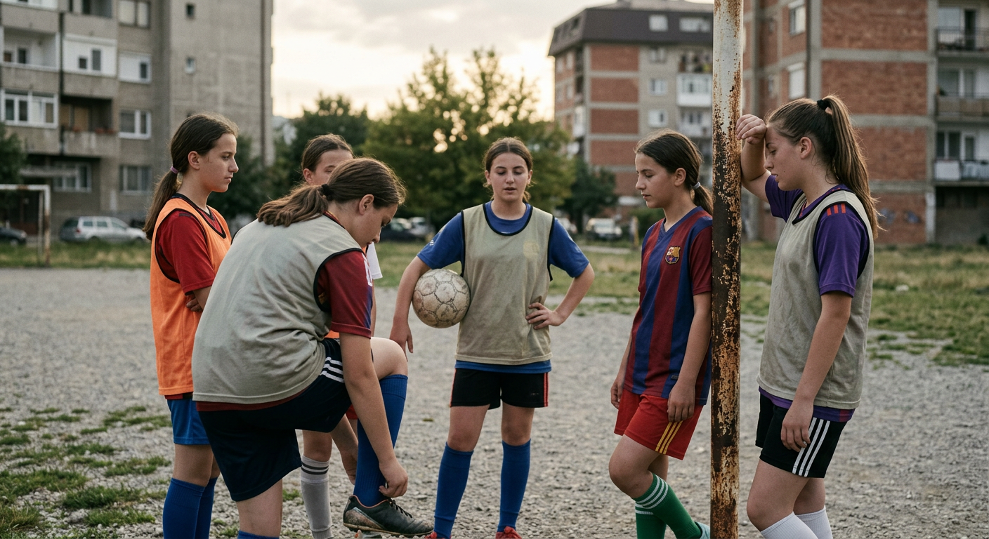 Redaktionell AI-illustration med ett motiv kopplat till Det här behöver du veta om Kosovare Asllanis arbete för flickors plats i fotbollen.