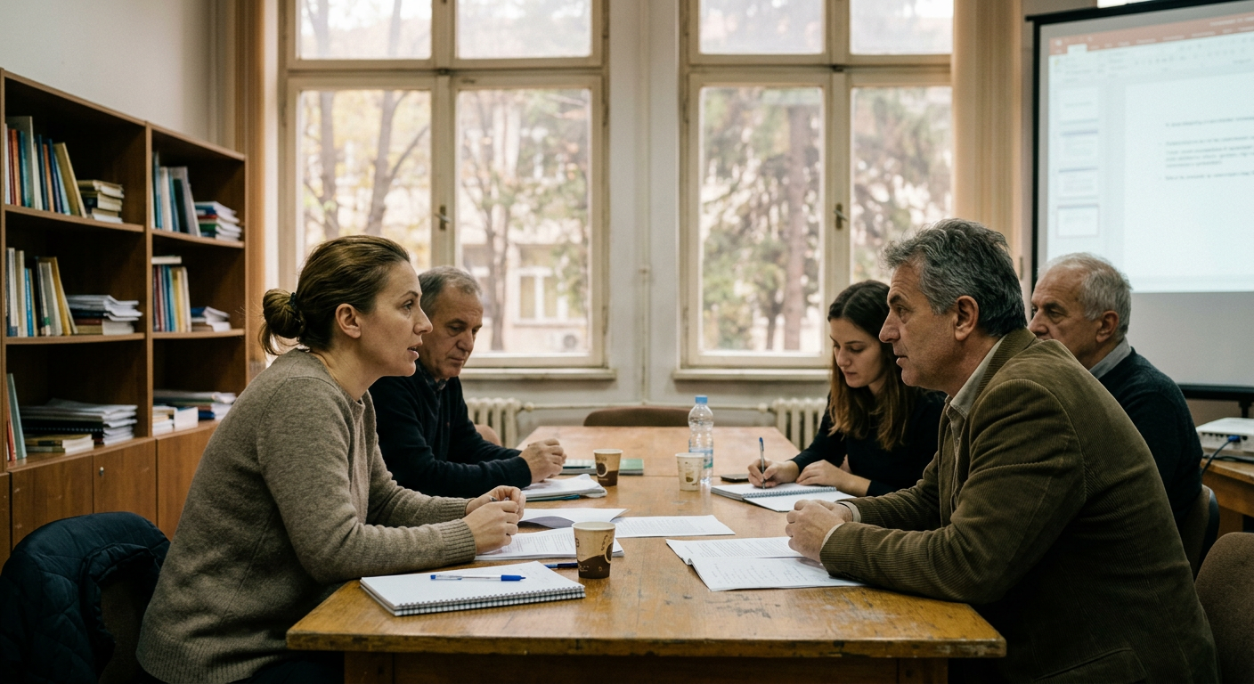 Redaktionell AI-illustration med ett motiv kopplat till Diasporasamarbete vid Universitetet i Prishtina: ett koncept, inte ett öppet återvändarprogram.