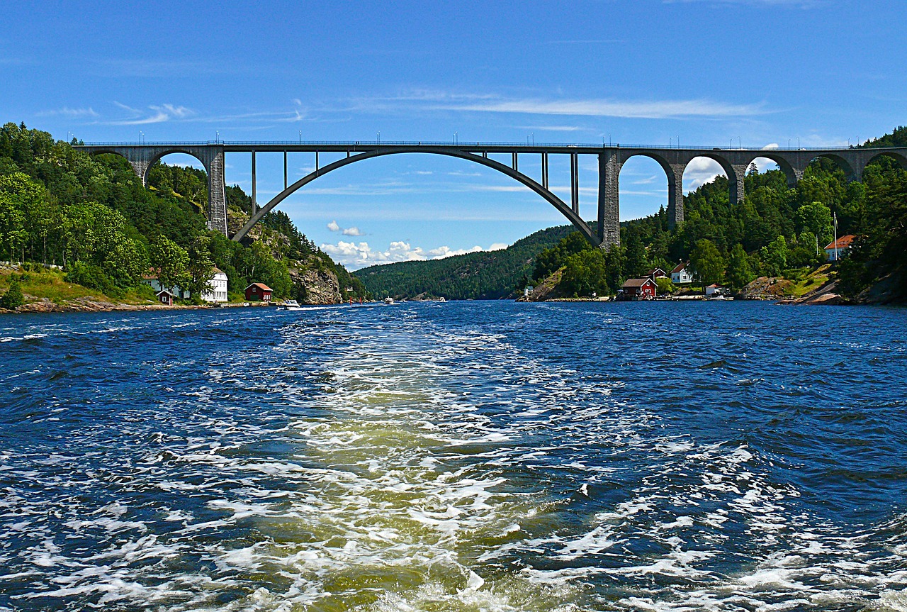 Vy över Svinesundsbron, gränsen mellan Sverige och Norge.